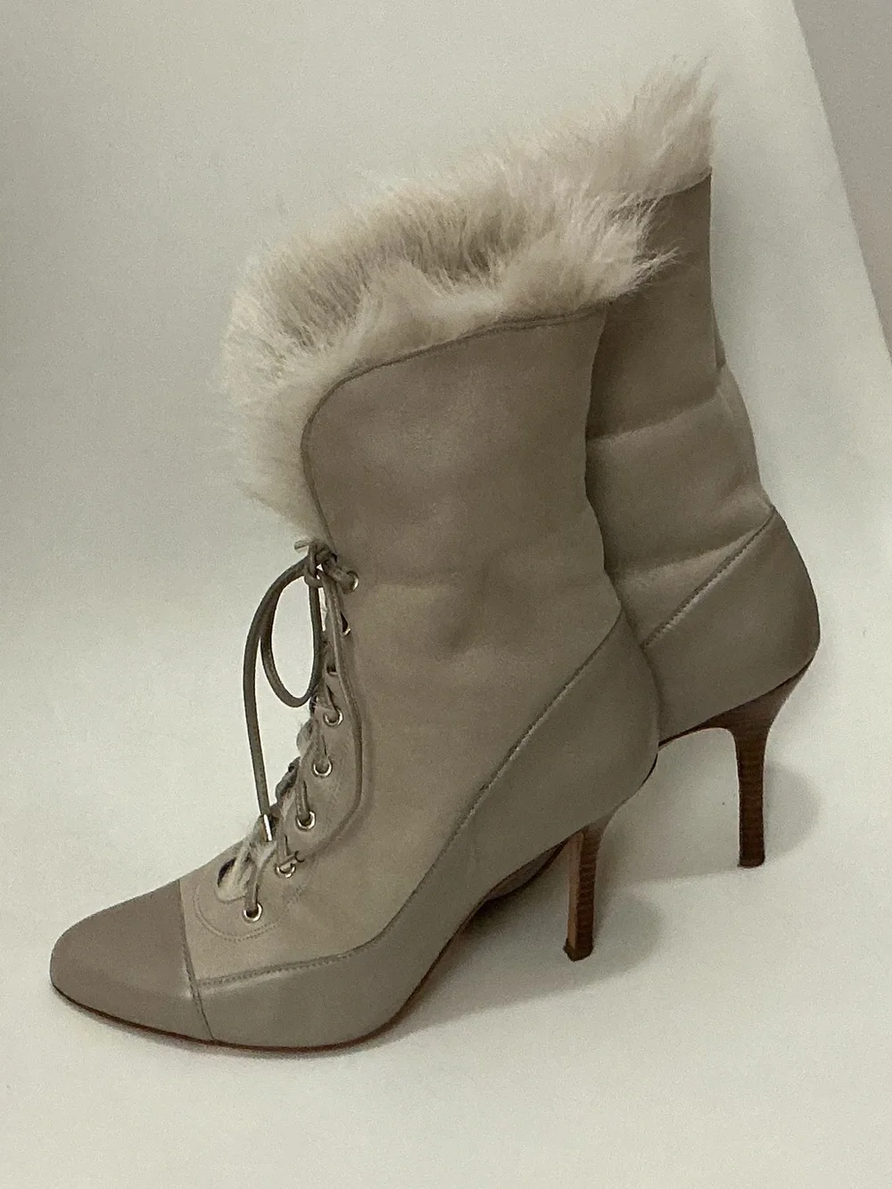 Ann Taylor Daniela Fur Lace-Up Booti size 7